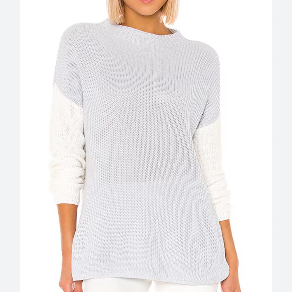 Lovers + Friends Light Gray and Cream Sweater